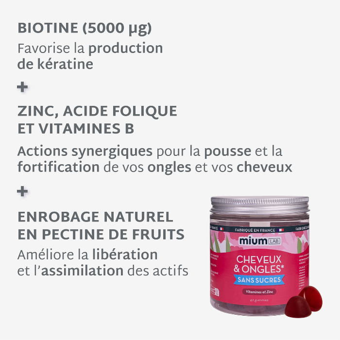 Gummies Cheveux et Ongles SANS SUCRES | Apporte force et brillance | 21 jours