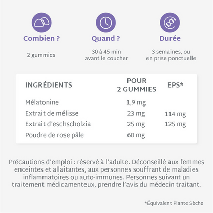 Gummies SOMMEIL SANS SUCRES | Qualité du sommeil | 21 jours