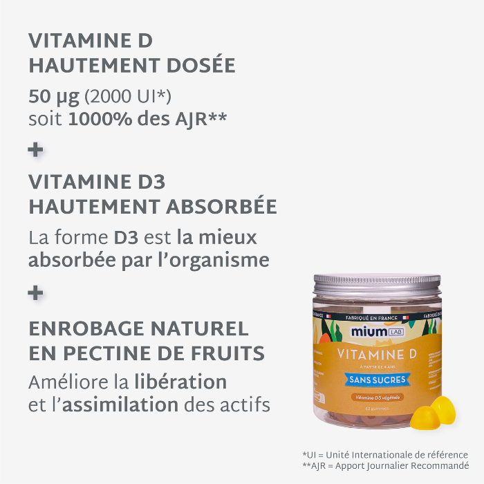 Gummies VITAMINE D SANS SUCRES | Tonus musculaire | 21 jours