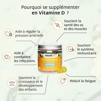 Gummies VITAMINE D SANS SUCRES | Tonus musculaire | 21 jours