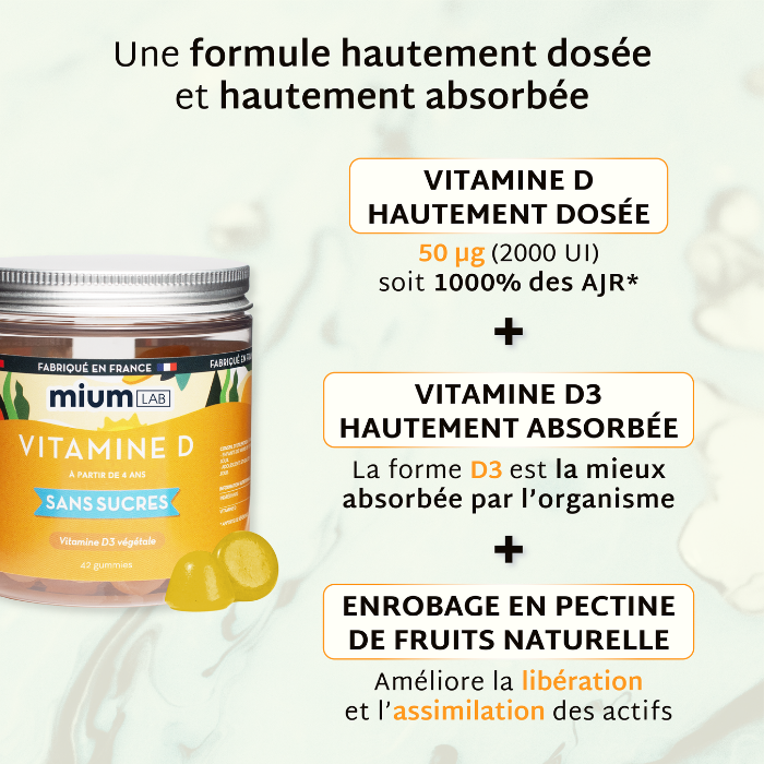 Gummies VITAMINE D SANS SUCRES | Tonus musculaire | 21 jours