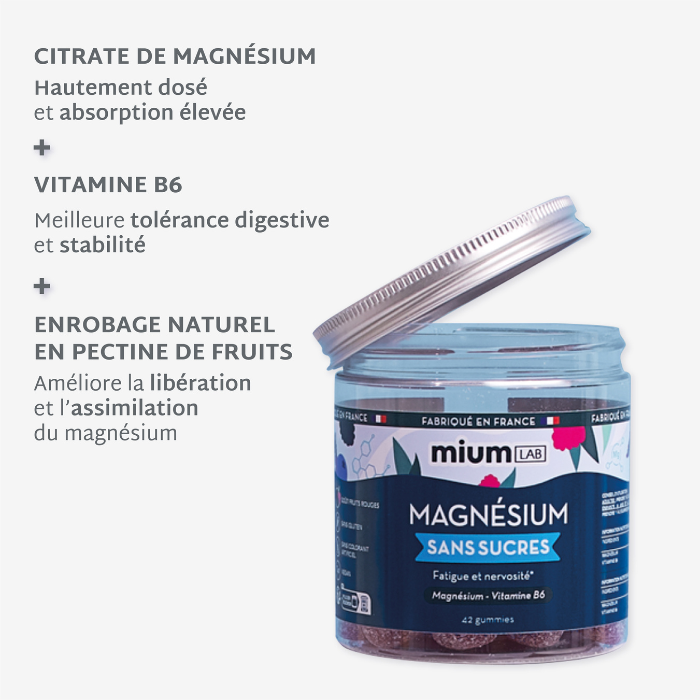 Gummies MAGNÉSIUM SANS SUCRES | Réduit la fatigue et la nervosité | 21 jours 💙