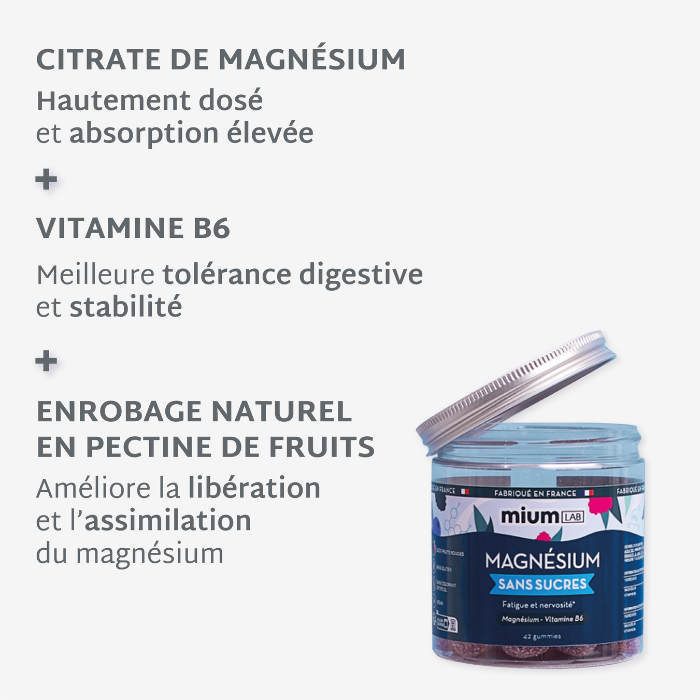 Gummies MAGNÉSIUM SANS SUCRES | Réduit la fatigue et la nervosité | 21 jours